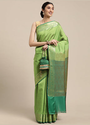 Green Silk Saree With Blouse Piece - Indian Silk House Agencies