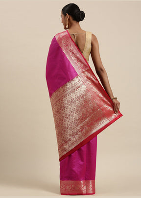 Magenta Silk Saree With Blouse Piece - Indian Silk House Agencies