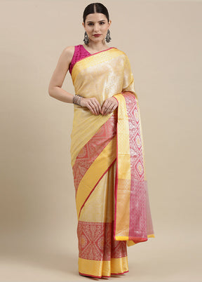 Gold Silk Saree With Blouse Piece - Indian Silk House Agencies