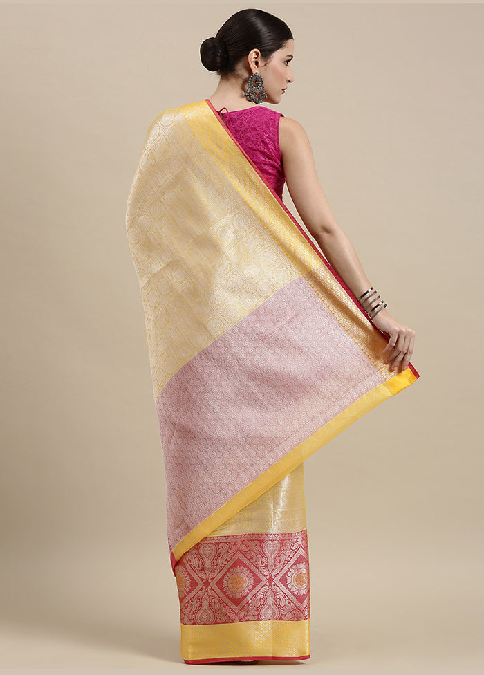 Gold Silk Saree With Blouse Piece - Indian Silk House Agencies