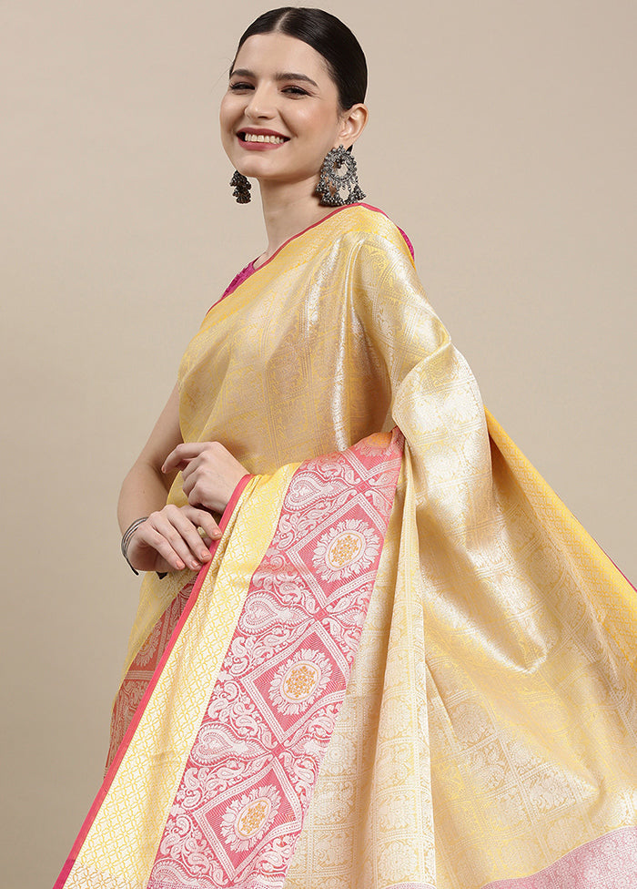 Gold Silk Saree With Blouse Piece - Indian Silk House Agencies