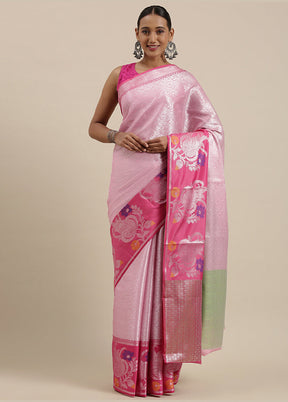 Pink Silk Saree With Blouse Piece - Indian Silk House Agencies