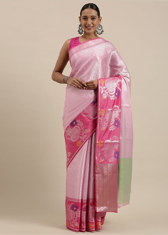 Pink Silk Saree With Blouse Piece - Indian Silk House Agencies