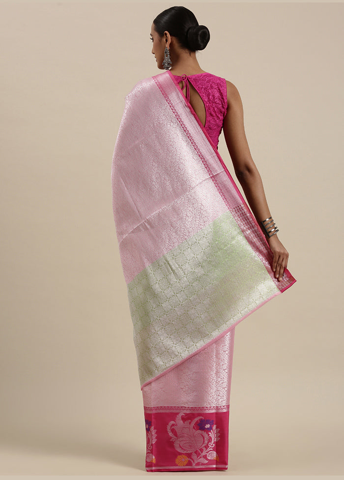 Pink Silk Saree With Blouse Piece - Indian Silk House Agencies