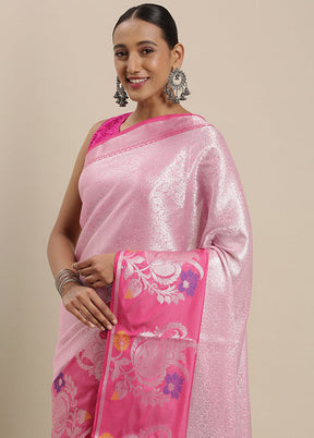 Pink Silk Saree With Blouse Piece - Indian Silk House Agencies