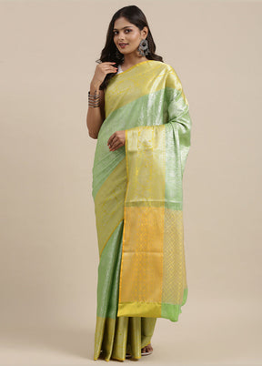 Green Silk Saree With Blouse Piece - Indian Silk House Agencies