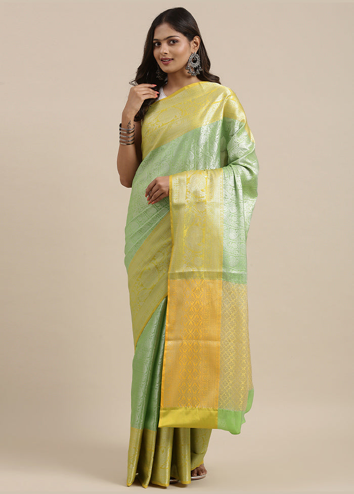 Green Silk Saree With Blouse Piece - Indian Silk House Agencies