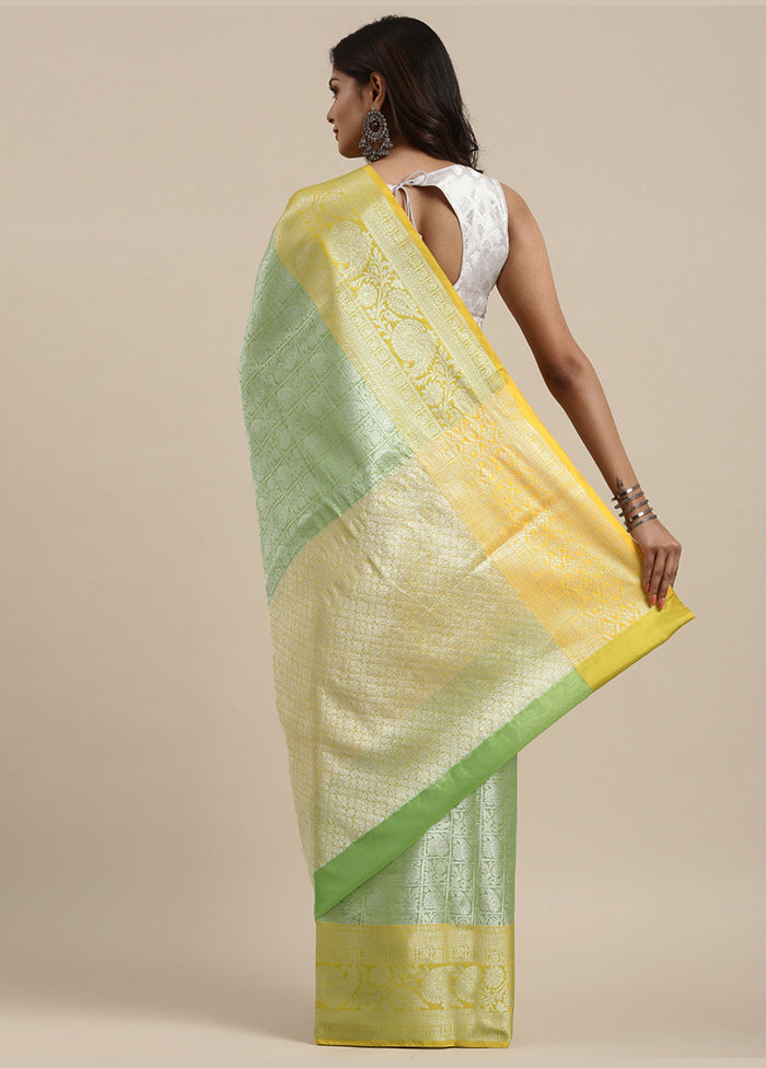 Green Silk Saree With Blouse Piece - Indian Silk House Agencies