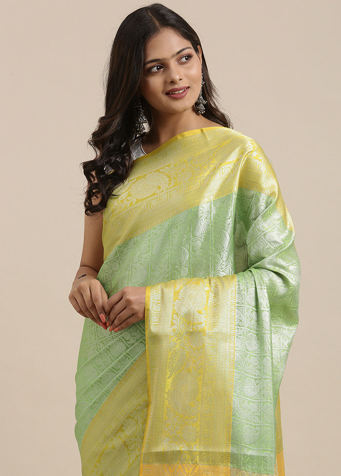 Green Silk Saree With Blouse Piece - Indian Silk House Agencies