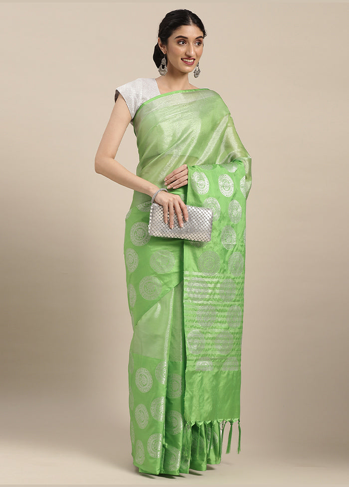 Green Silk Saree With Blouse Piece - Indian Silk House Agencies