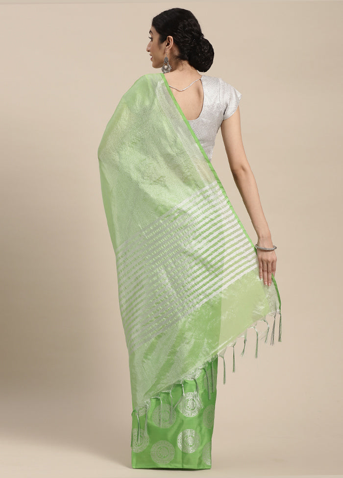 Green Silk Saree With Blouse Piece - Indian Silk House Agencies