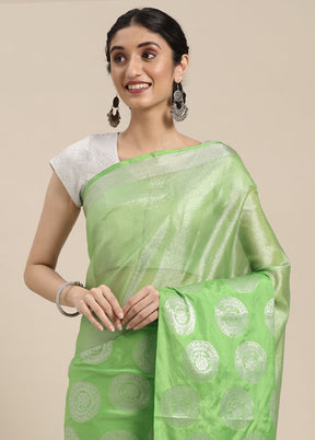 Green Silk Saree With Blouse Piece - Indian Silk House Agencies