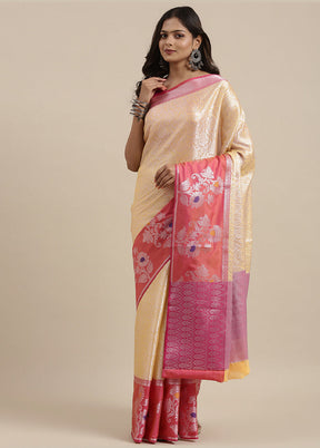 Gold Silk Saree With Blouse Piece - Indian Silk House Agencies