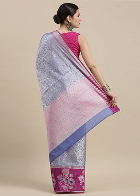 Blue Silk Saree With Blouse Piece - Indian Silk House Agencies