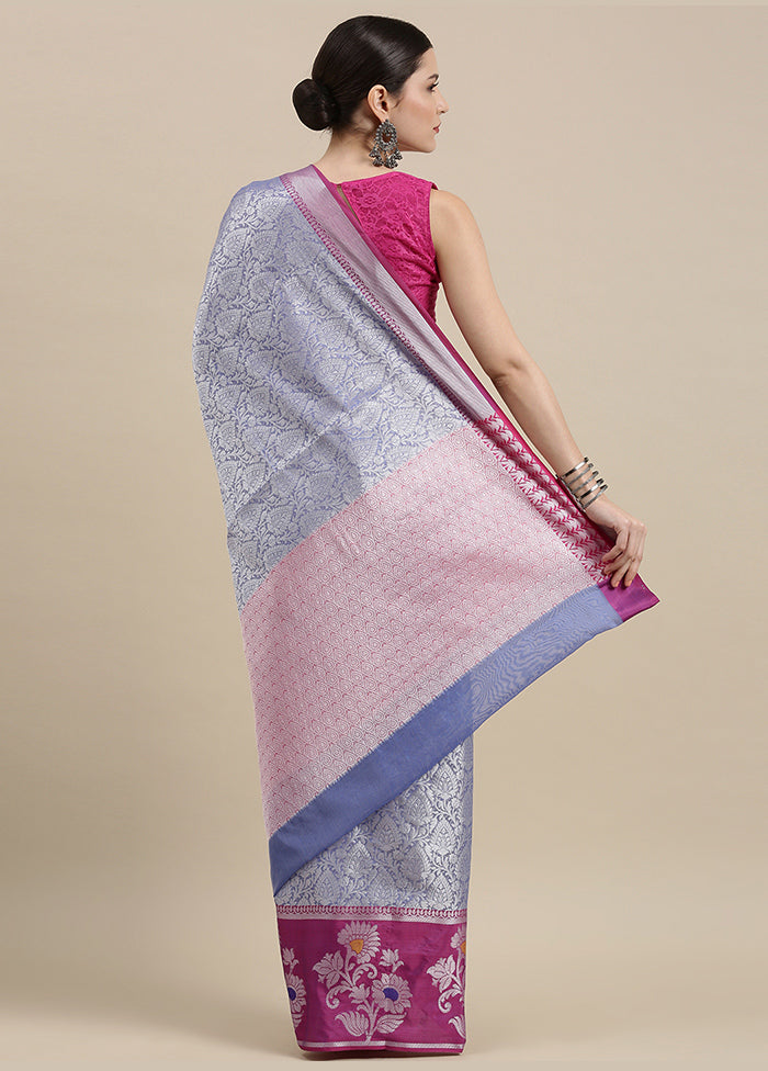 Blue Silk Saree With Blouse Piece - Indian Silk House Agencies