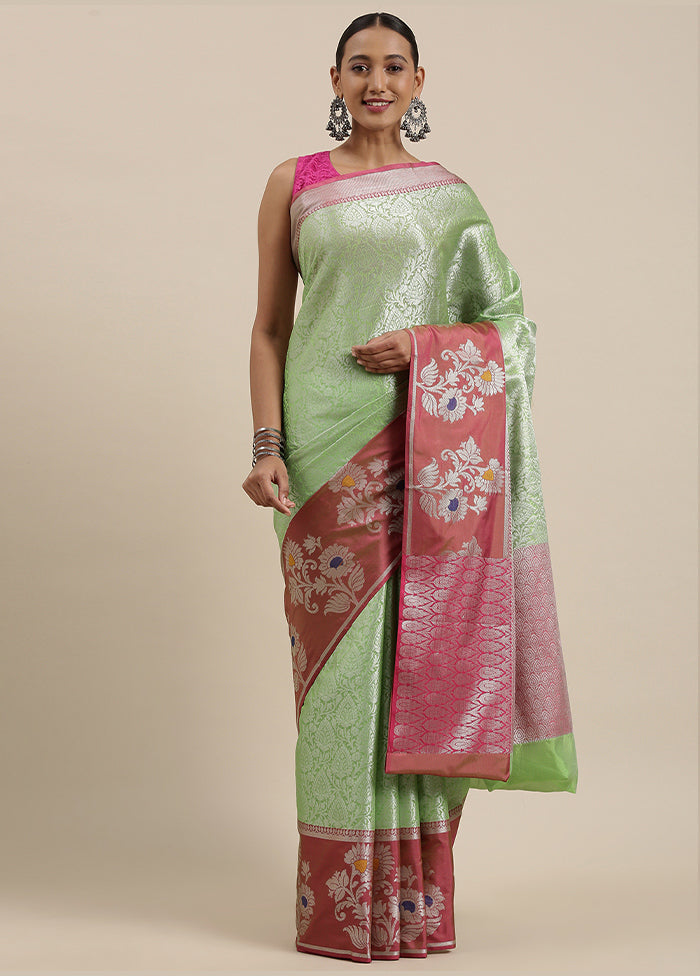 Green Silk Saree With Blouse Piece - Indian Silk House Agencies