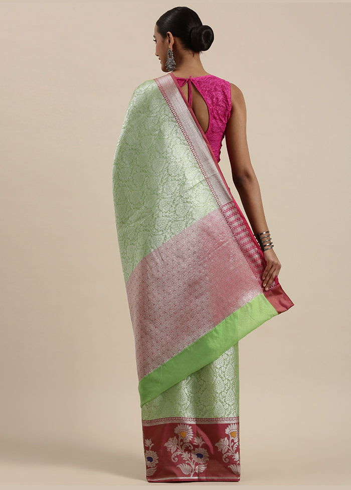 Green Silk Saree With Blouse Piece - Indian Silk House Agencies