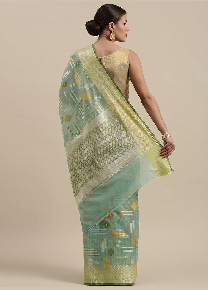 Sea Green Silk Zari Saree Without Blouse Piece - Indian Silk House Agencies