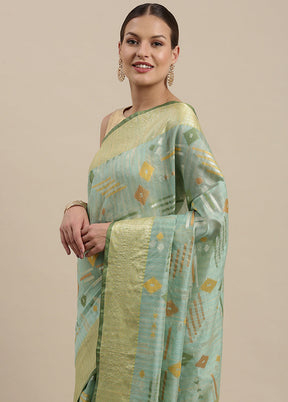 Sea Green Silk Zari Saree Without Blouse Piece - Indian Silk House Agencies