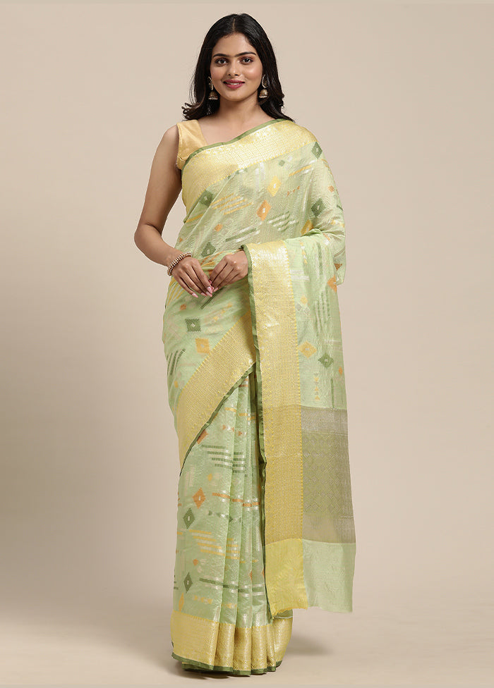 Green Silk Zari Saree Without Blouse Piece - Indian Silk House Agencies