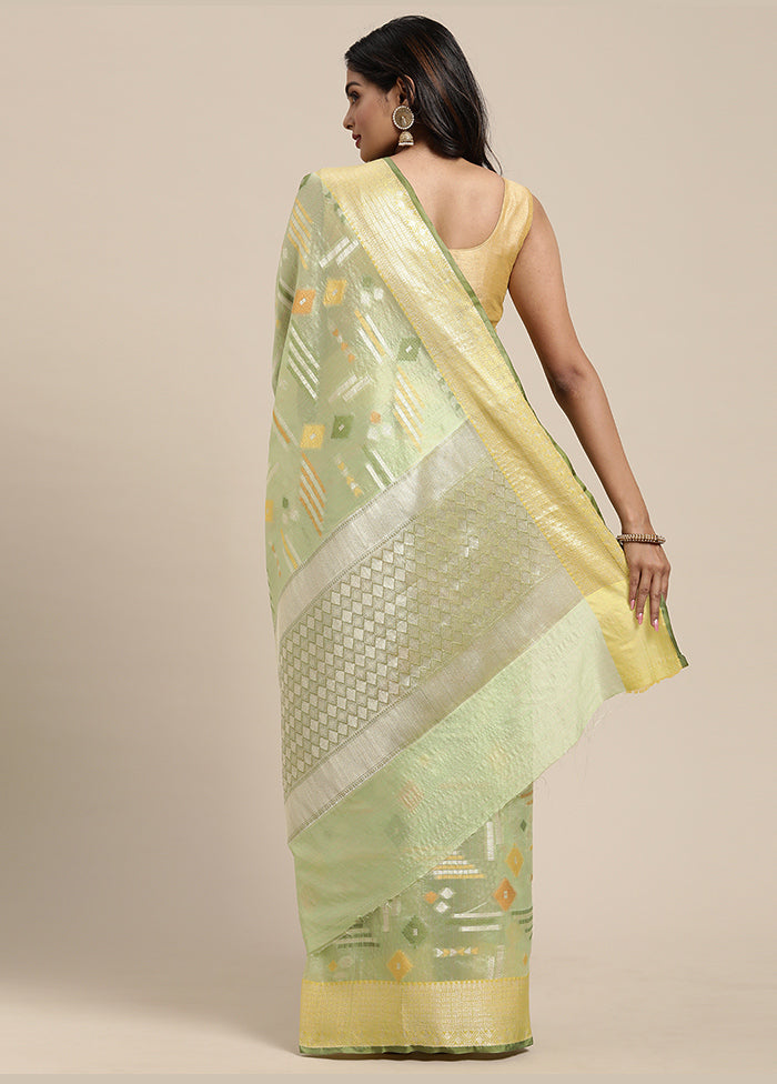 Green Silk Zari Saree Without Blouse Piece - Indian Silk House Agencies