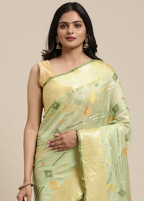 Green Silk Zari Saree Without Blouse Piece - Indian Silk House Agencies