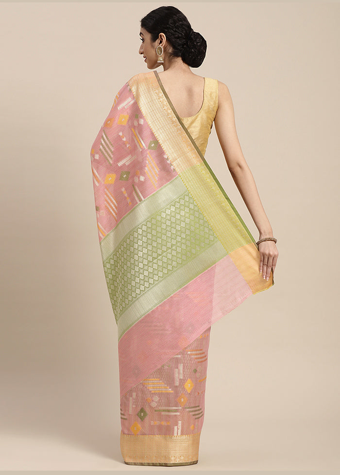 Pink Silk Zari Saree Without Blouse Piece - Indian Silk House Agencies