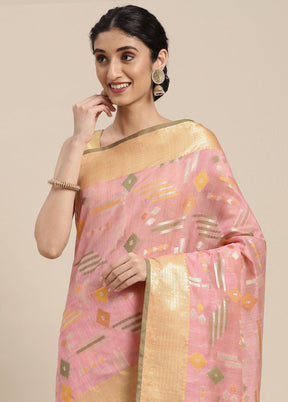 Pink Silk Zari Saree Without Blouse Piece - Indian Silk House Agencies