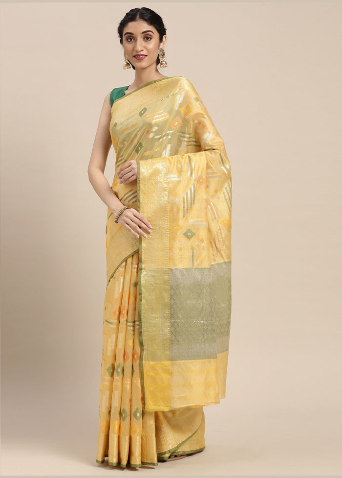 Gold Silk Zari Saree Without Blouse Piece - Indian Silk House Agencies