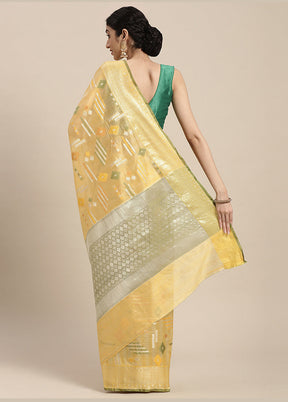 Gold Silk Zari Saree Without Blouse Piece - Indian Silk House Agencies