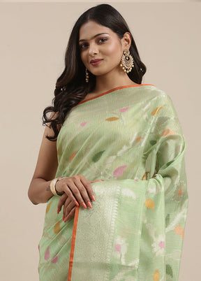 Green Silk Zari Saree Without Blouse Piece - Indian Silk House Agencies