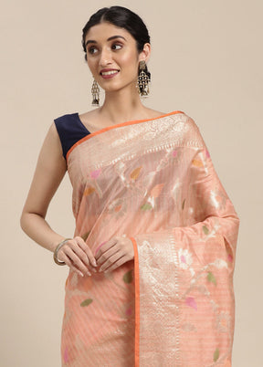 Pink Silk Zari Saree Without Blouse Piece - Indian Silk House Agencies