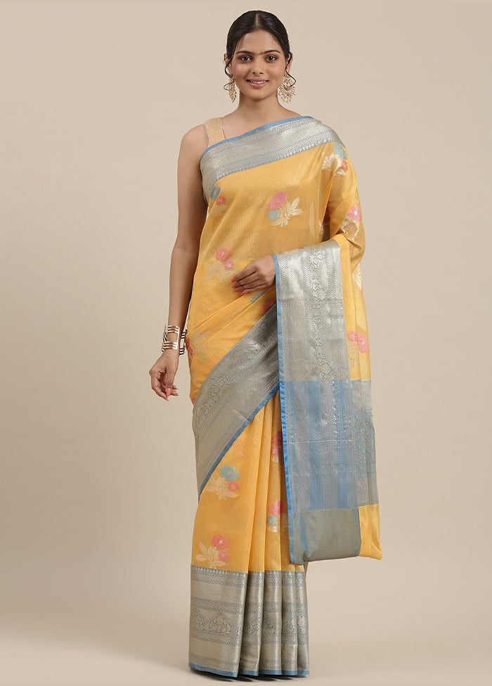 Gold Silk Zari Saree Without Blouse Piece - Indian Silk House Agencies