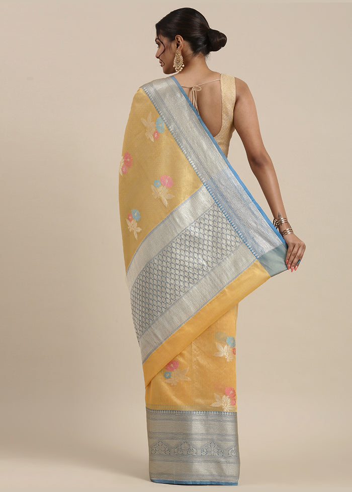 Gold Silk Zari Saree Without Blouse Piece - Indian Silk House Agencies