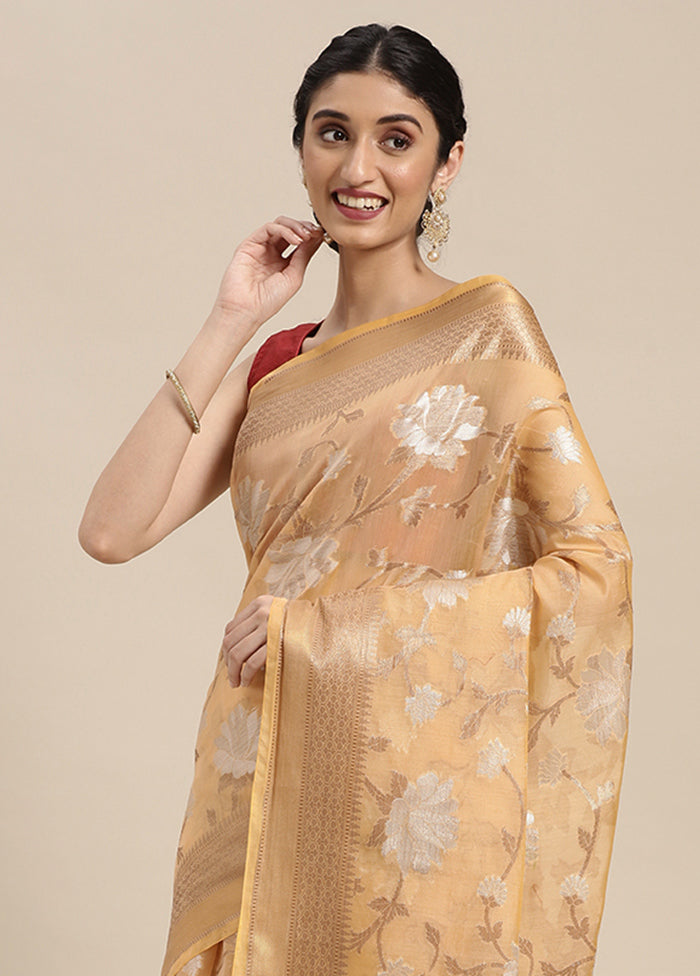 Beige Cotton Zari Saree Without Blouse Piece - Indian Silk House Agencies