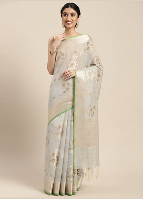 Beige Cotton Zari Saree Without Blouse Piece - Indian Silk House Agencies