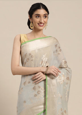 Beige Cotton Zari Saree Without Blouse Piece - Indian Silk House Agencies