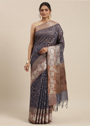 Grey Cotton Zari Saree Without Blouse Piece - Indian Silk House Agencies