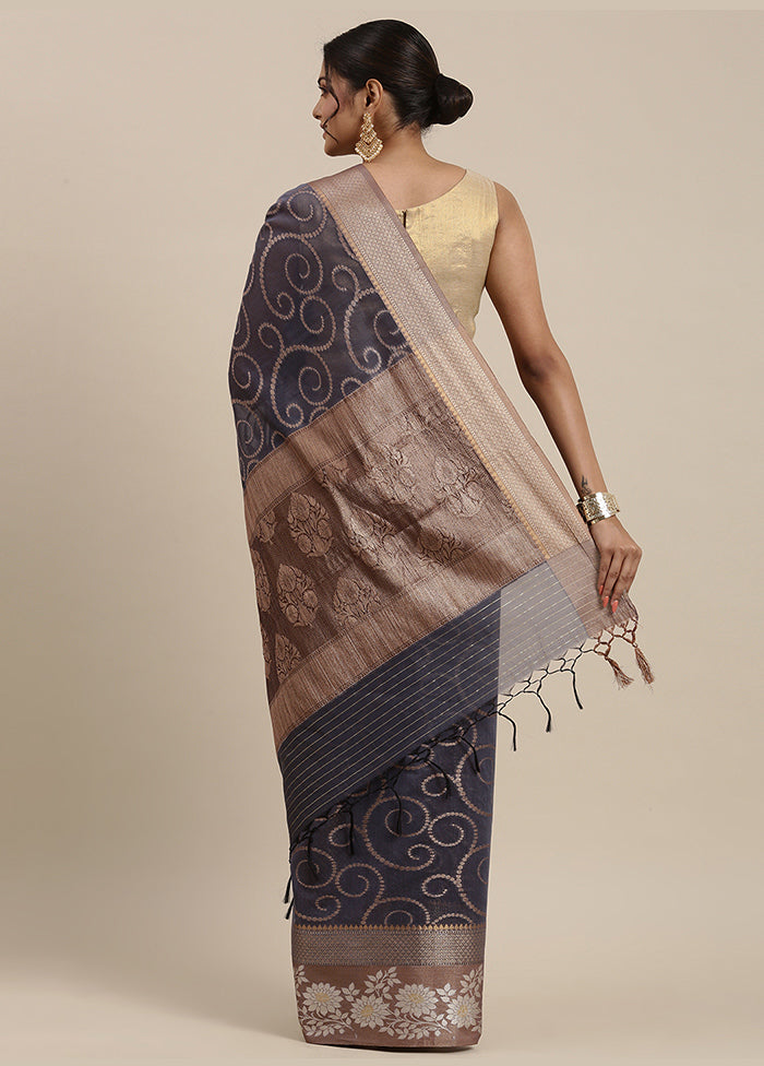 Grey Cotton Zari Saree Without Blouse Piece - Indian Silk House Agencies