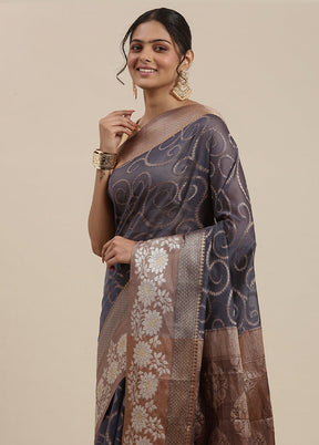 Grey Cotton Zari Saree Without Blouse Piece - Indian Silk House Agencies