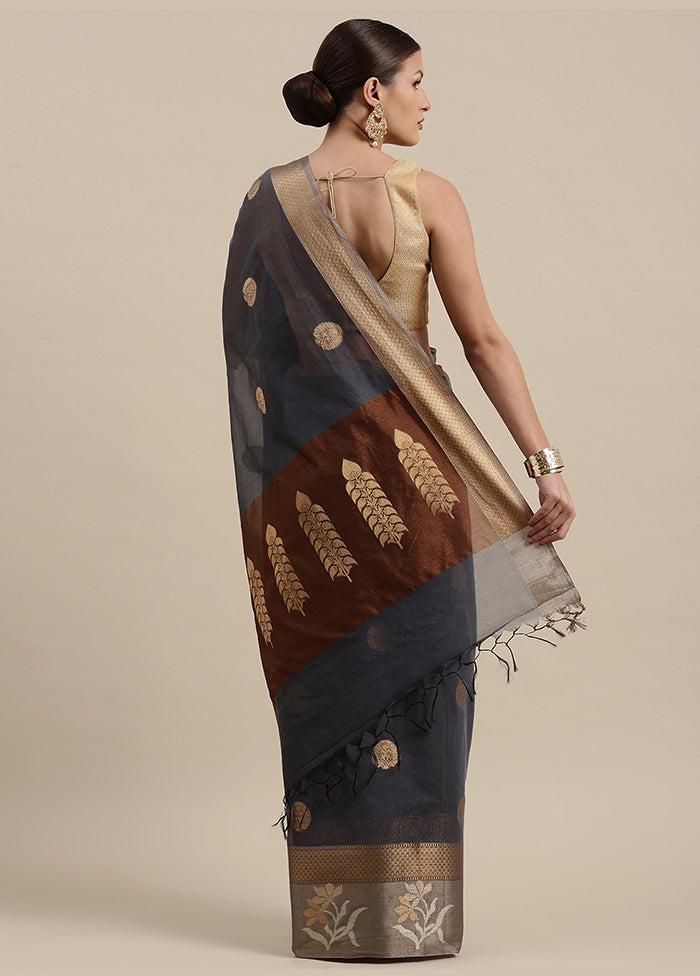 Blue Cotton Zari Saree Without Blouse Piece - Indian Silk House Agencies