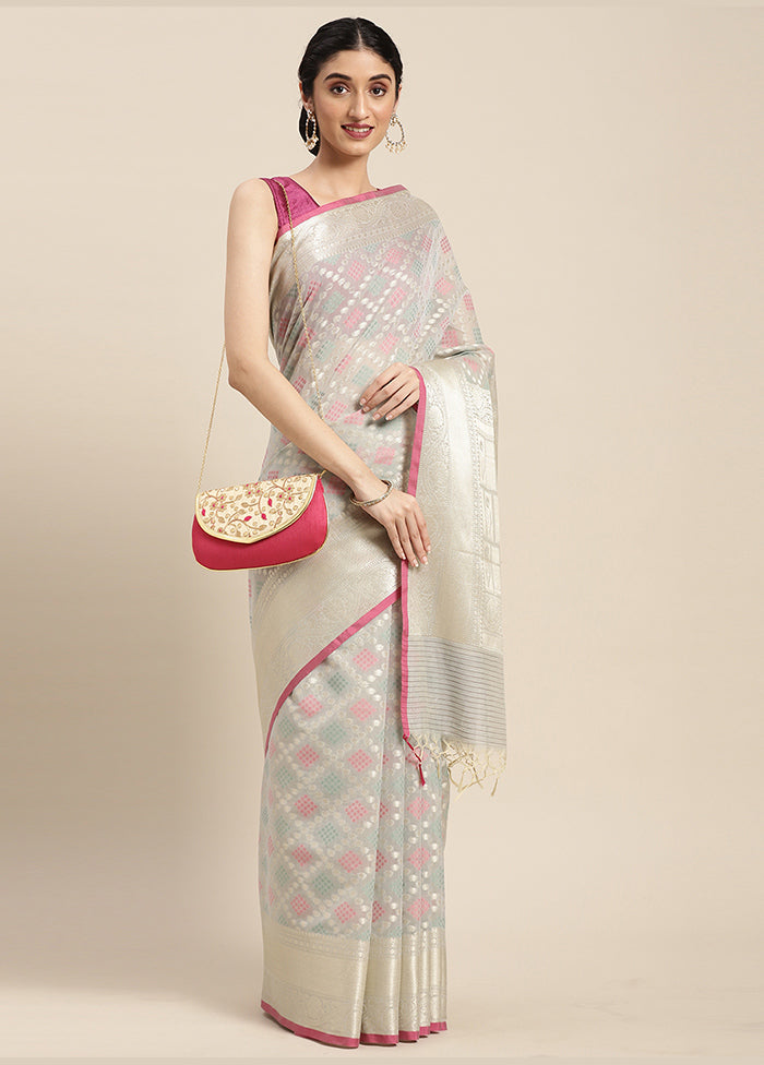 Grey Cotton Zari Saree Without Blouse Piece - Indian Silk House Agencies