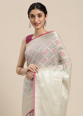 Grey Cotton Zari Saree Without Blouse Piece - Indian Silk House Agencies