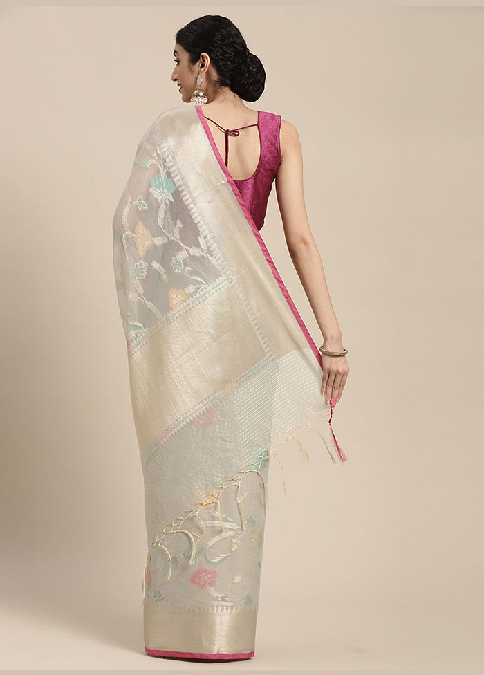 Grey Cotton Zari Saree Without Blouse Piece - Indian Silk House Agencies