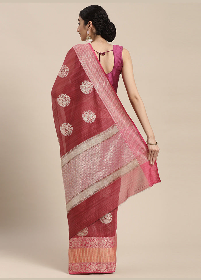 Pink Matka Silk Zari Saree Without Blouse Piece - Indian Silk House Agencies