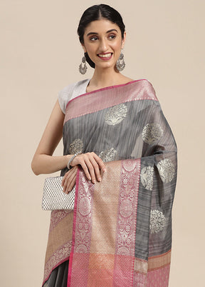 Grey Matka Silk Zari Saree Without Blouse Piece - Indian Silk House Agencies