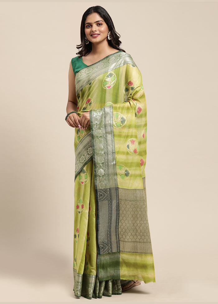 Green Matka Silk Zari Saree Without Blouse Piece - Indian Silk House Agencies