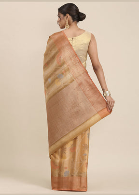 Brown Matka Silk Zari Saree Without Blouse Piece - Indian Silk House Agencies