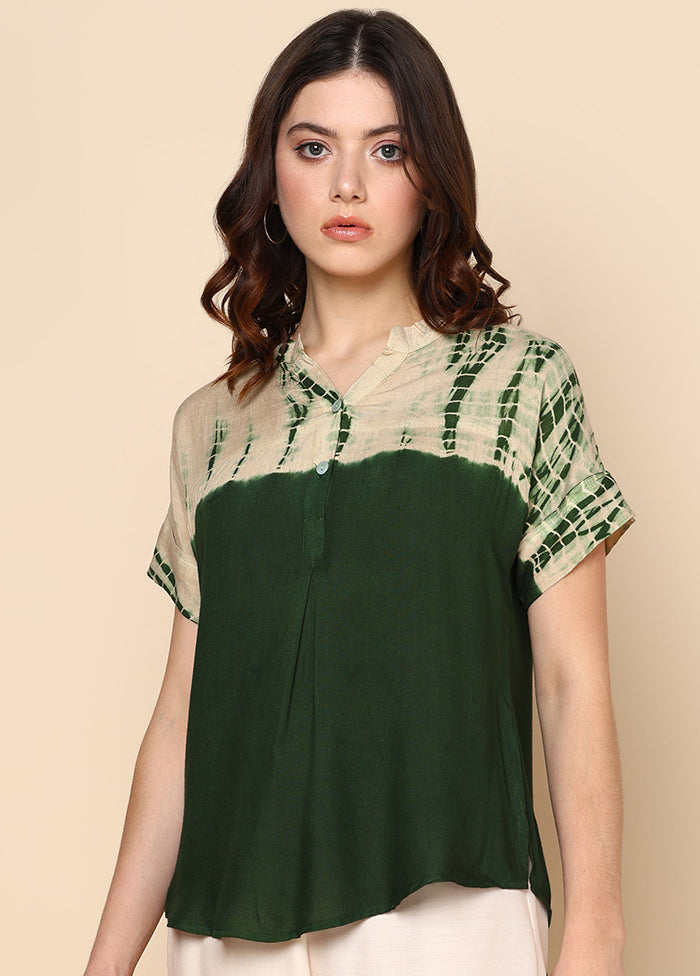 Olive Green Readymade Rayon Top