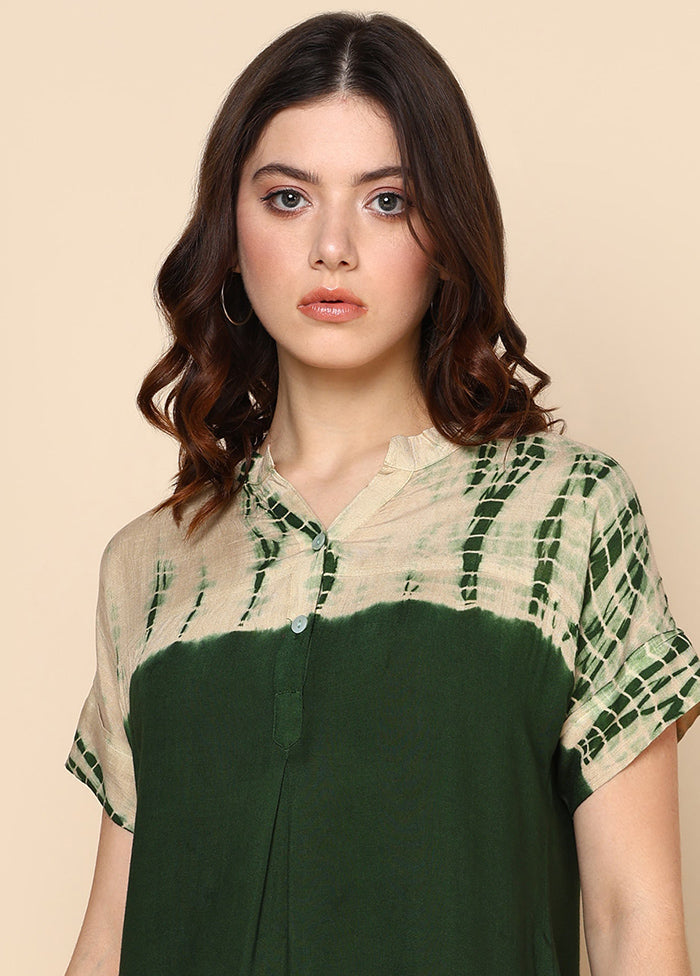 Olive Green Readymade Rayon Top